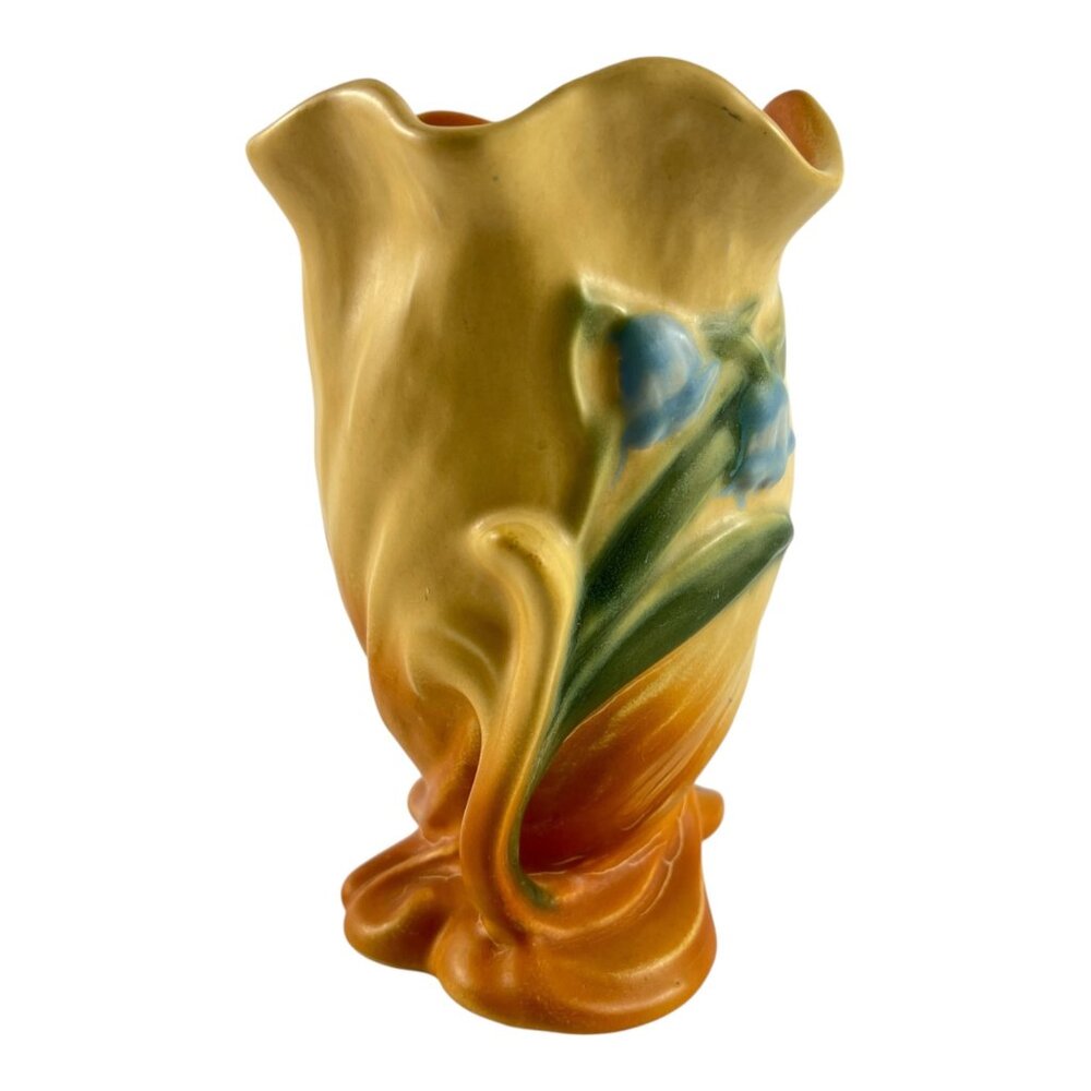 Vintage Arts and Crafts Weller Pottery Brown Orange Roba Bluebell Vase R3 - Picture 2 of 7